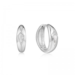 ANIA HAIE STERLING SILVER SPARKLE DOME HOOP EARRINGS