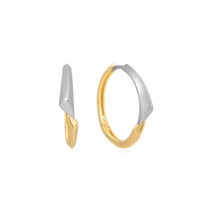 ANIA HAIE 14K GOLD PLATED ON STERLING SILVER AND STERLING SILVER TWO TONE ARROW HOOP EARRINGS