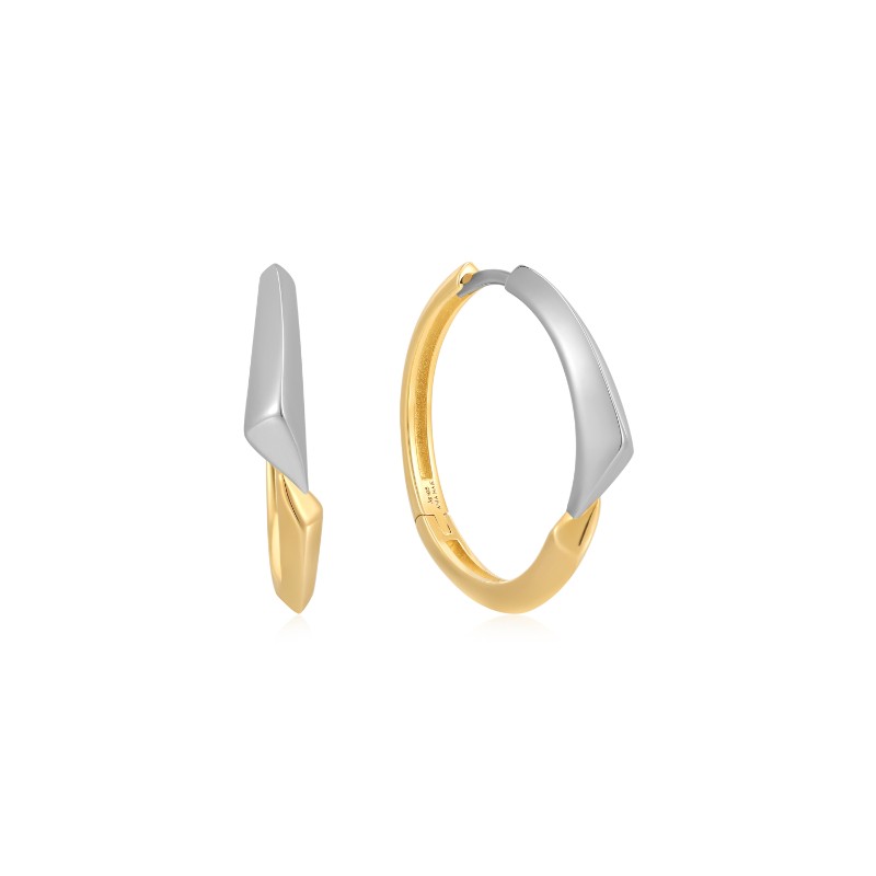 http://nfoxjewelers.bluestar-apps.com/upload/product/ANIA HAIE 14K GOLD PLATED ON STERLING SILVER AND STERLING SILVER TWO TONE ARROW HOOP EARRINGS