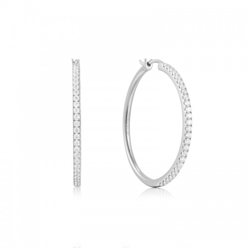 ANIE HAIE STERLING SILVER PAVE HOOP EARRINGS