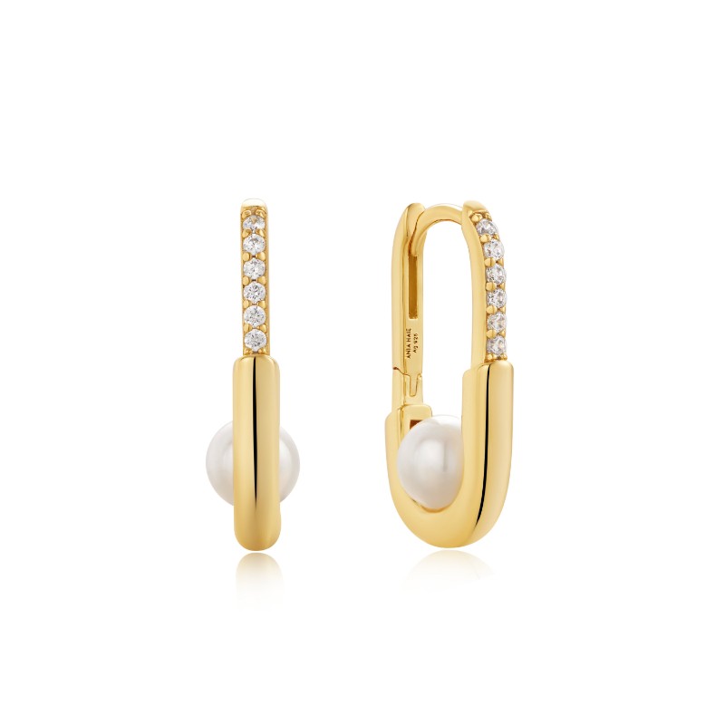 http://nfoxjewelers.bluestar-apps.com/upload/product/ANIA HAIE 14K GOLD PLATED ON STERLING SILVER PEARL INTERLOCK OVAL HOOP