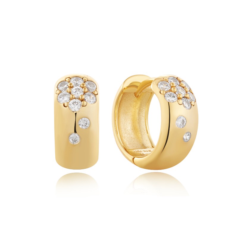 http://nfoxjewelers.bluestar-apps.com/upload/product/ANIA HAIE 14K GOLD PLATED ON STERLING SILVER SPARKLE CHUBBY HUGGIE EARRINGS