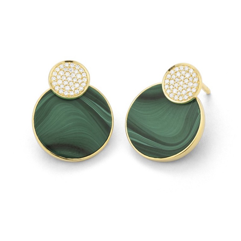 http://nfoxjewelers.bluestar-apps.com/upload/product/14K YELLOW GOLD POST EARRINGS WITH ROUND .21CTTW ROUND SI CLARITY & GH COLOR DIAMOND TOP AND BEZEL SET MALACHITE