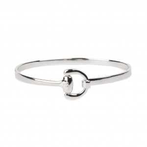 VINCENT PEACH 6" STERLING SILVER EQUESTRIAN BANGLE BRACELET