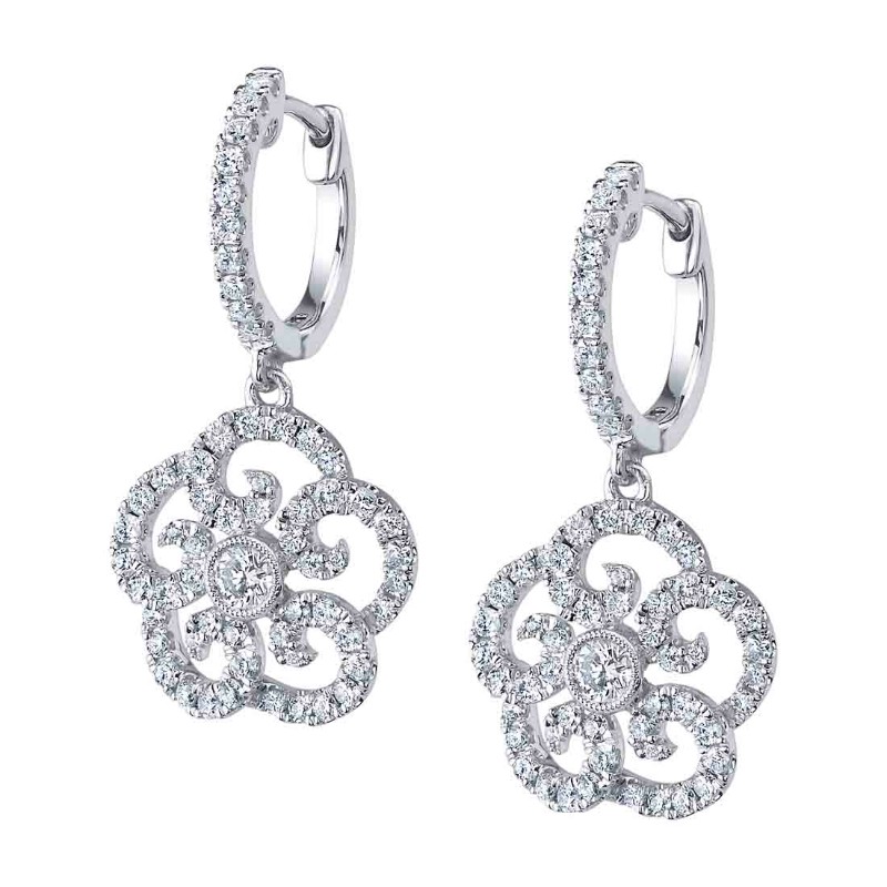 http://nfoxjewelers.bluestar-apps.com/upload/product/14K WHITE GOLD DROP FLORAL EARRINGS WITH 1.21CTTW ROUND SI2 CLARITY & HI COLOR DIAMONDS SET IN THE FLOWER AND HOOP