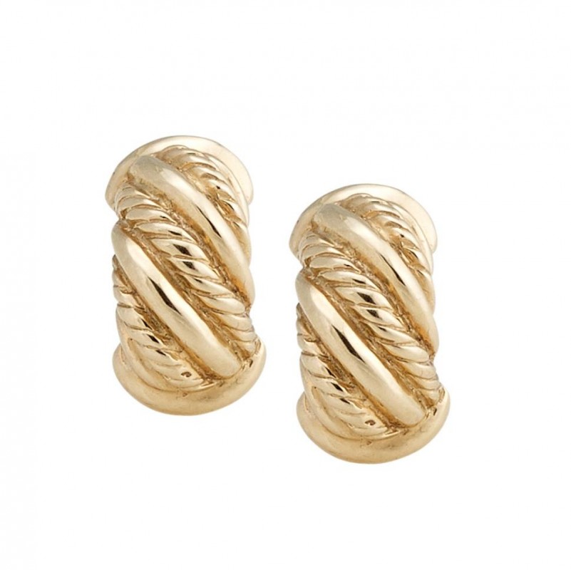 14kt Yellow Gold Fluted Shrimp Earrings