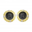 14kt Yellow Gold Ancient Roman Constantine Coin Diamond Earrings