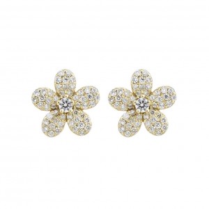 14kt Yellow Gold Diamond Clover Earrings