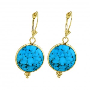 14kt Yellow Gold Sleeping Beauty Turquoise Earrings