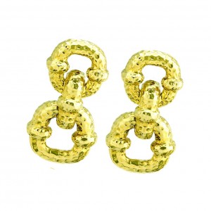 14kt Yellow Gold Hammered Door Knocker Earrings