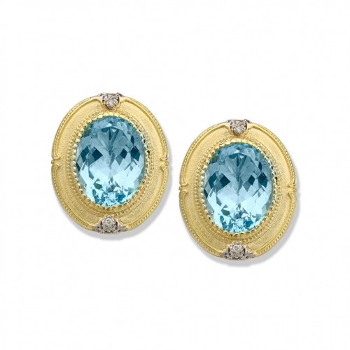 14kt Yellow Gold Sky Blue Topaz & Diamond Earrings