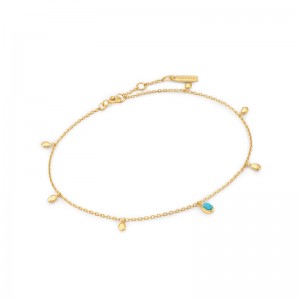 Gold Turquoise Drop Pendant Anklet