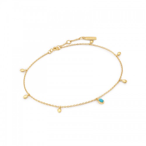 Gold Turquoise Drop Pendant Anklet