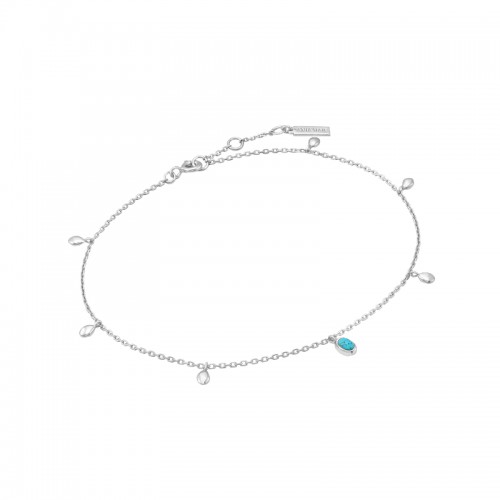 Silver Turquoise Drop Pendant Anklet