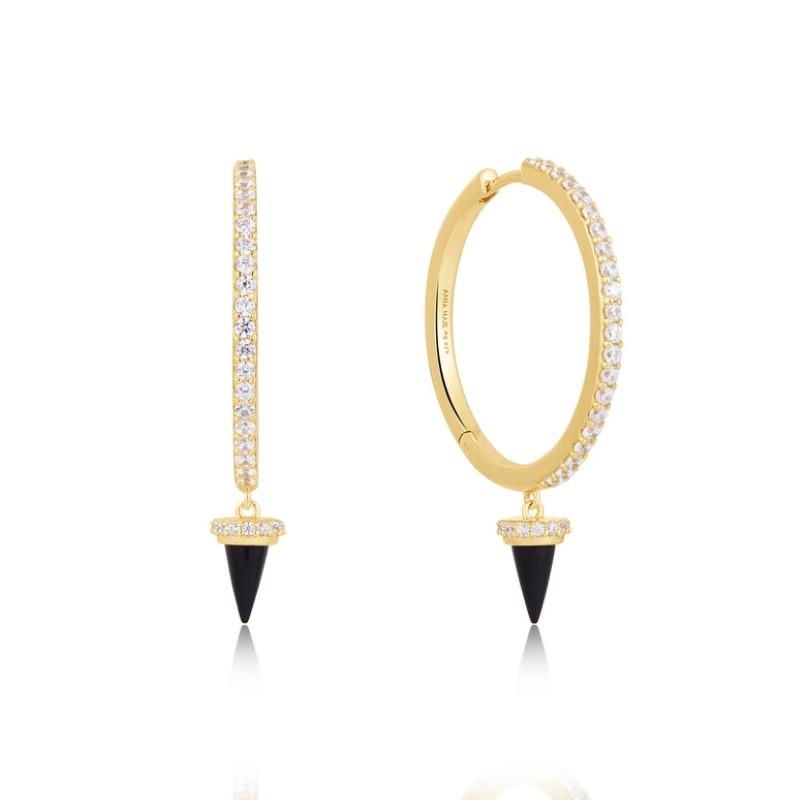 http://nfoxjewelers.bluestar-apps.com/upload/product/ANIA HAIE 14K GOLD PLATED ON STERLING SILVER BLACK AGATE DROPHOOP EARRINGS