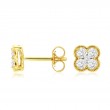 14K YELLOW GOLD CLOVER SHAPE POST EARRINGS WITH .50CTTW ROUND I1 CLARITY & HI COLOR DIAMONDS