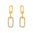 14K YELLOW GOLD PAPERCLIP DROP EARRINGS WITH .20CTTW ROUND I1 CLARITY & HI COLOR DIAMONDS SET IN THE BOTTOM LINK