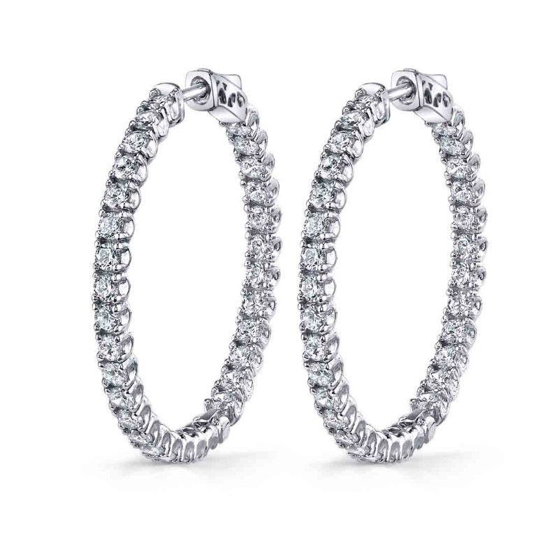 Diamond Hoop Earrings - 32MM