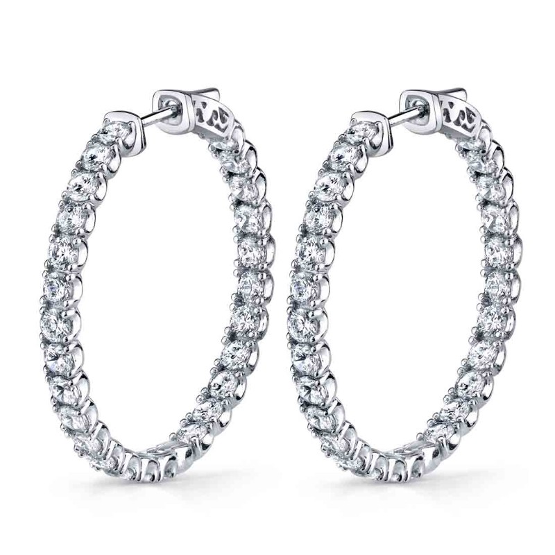 Diamond Hoop Earrings - 35MM