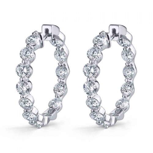 Single Prong Diamond Hoop Earrings