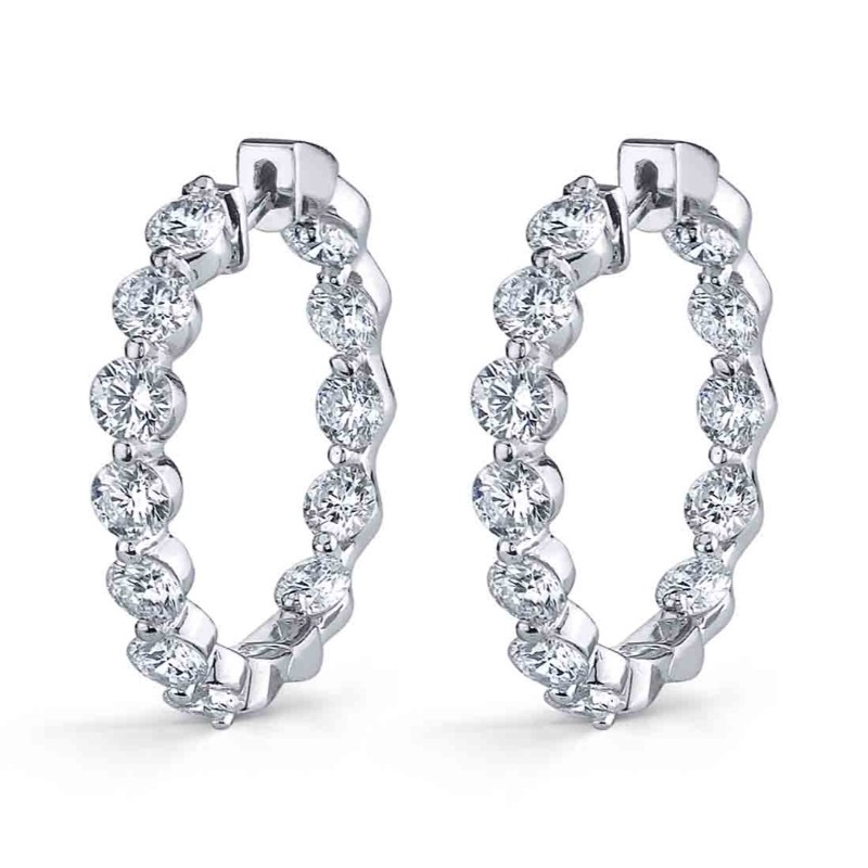 Single Prong Diamond Hoop Earrings