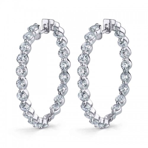 Single Prong Diamond Hoop Earrings