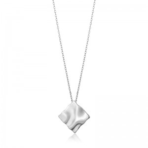 ANIA HAIE STERLING SILVER CRUSH SQUARE NECKLACE