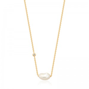 ANIA HAIE 14K GOLD PLATED ON STERLING SILVER PEARL NECKLACE