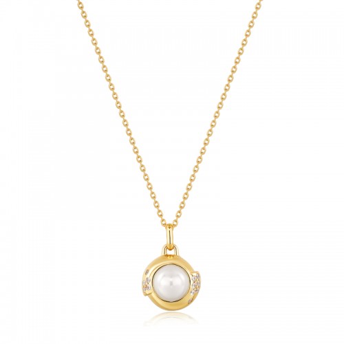 ANIA HAIE 14K GOLD PLATED ON STERLING SILVER PEARL SPHERE PENDANT NECKLACE