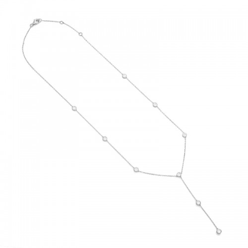 14K WHITE GOLD DIAMONDS BY THE YARD Y NECKLACE WITH .75CTTW ROUND SI CLARITY & H COLOR BEZEL SET DIAMONDS