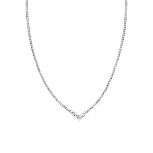 V Shaped Graduated Diamond Tennis Necklace