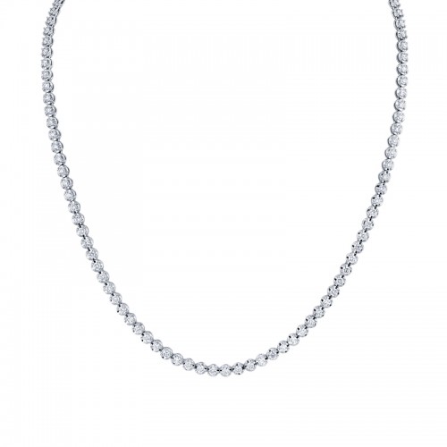 Bezel-Set Round Diamond Tennis Necklace