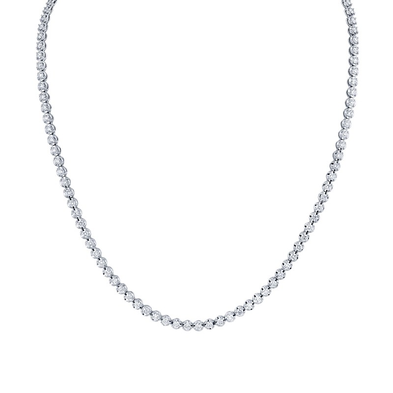 Bezel-Set Round Diamond Tennis Necklace