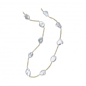 14kt Yellow Gold 28" Keshi Pearl Necklace