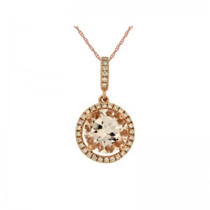 14KR Morganite & Diamond Pendant