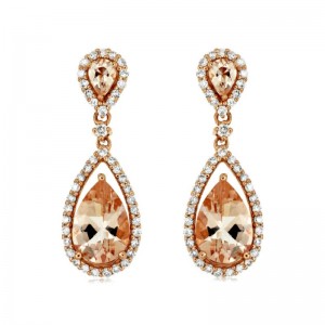 14KR Morganite & Diamond Earrings