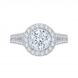 Split Shank Round Diamond Halo Engagement Ring in 14K White Gold