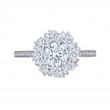 Round and Marquise Cut Diamond Floral Engagement Ring in 14K White Gold