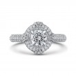 Round Diamond Cathedral Style Halo Engagement Ring in 14K White Gold