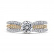 Split Shank Round Diamond Engagement Ring in 14K Two Tone Gold