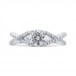 Round Diamond Criss-Cross Engagement Ring in 14K White Gold