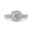 Round Diamond Double Halo Engagement Ring in 14K White Gold