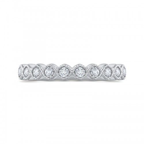 Round Diamond Half-Eternity Wedding Band in 14K White Gold