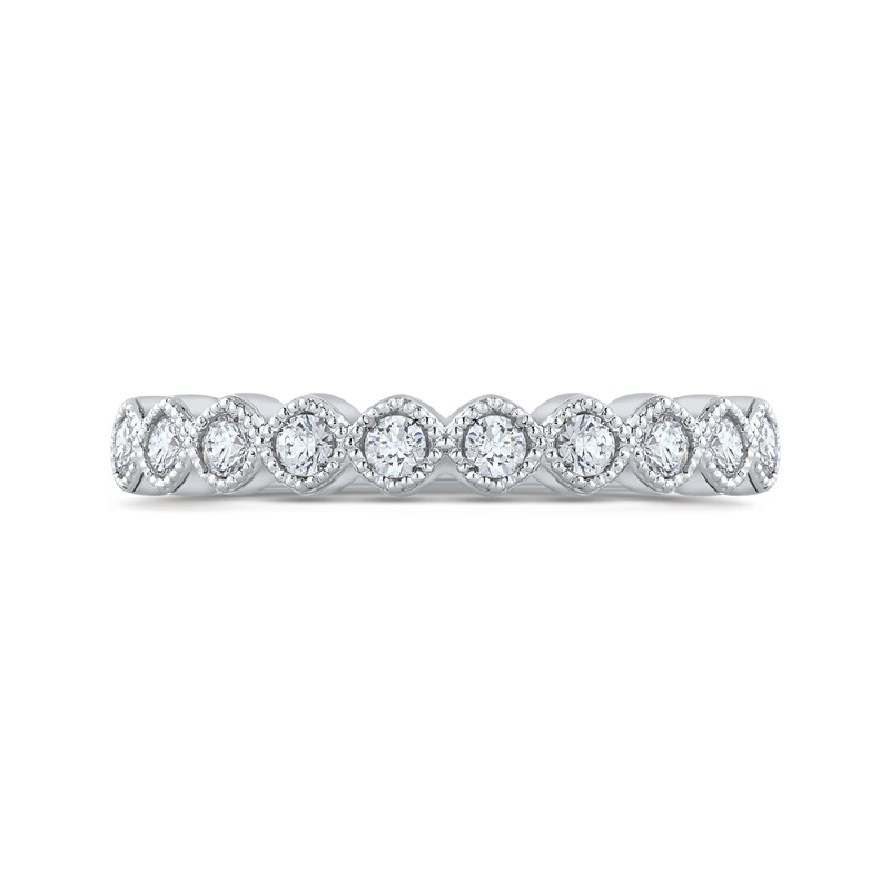 Round Diamond Half-Eternity Wedding Band in 14K White Gold