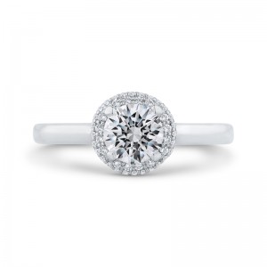 Diamond Halo Engagement Ring in 14K White Gold