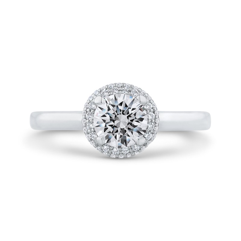 Diamond Halo Engagement Ring in 14K White Gold