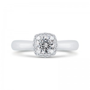 Diamond Halo Engagement Ring in 14K White Gold