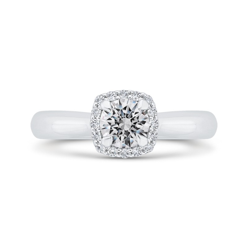 Diamond Halo Engagement Ring in 14K White Gold