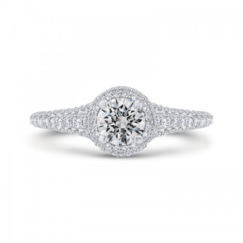 Diamond Halo Engagement Ring in 14K White Gold