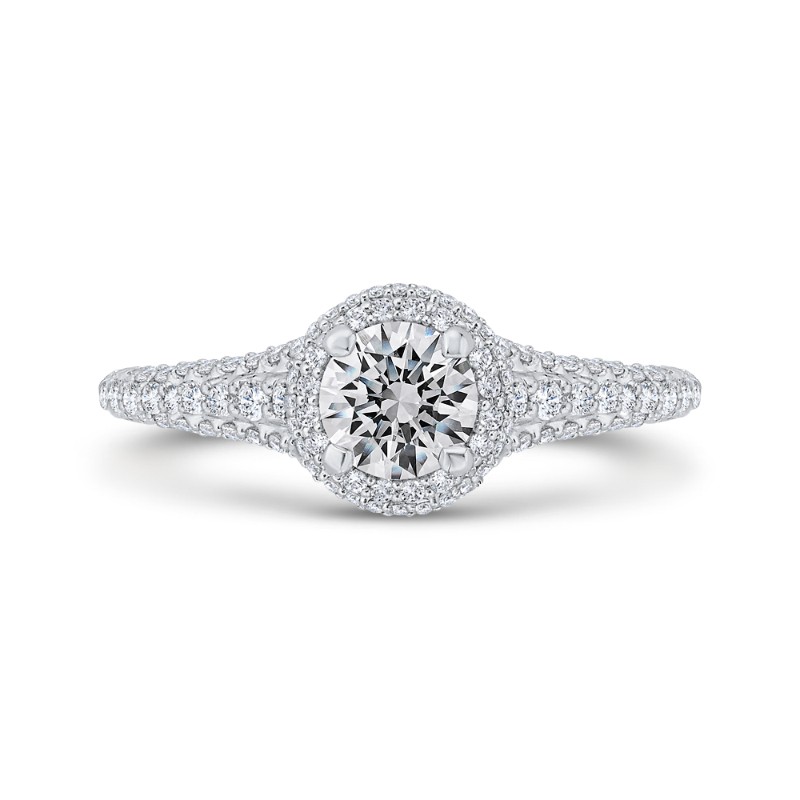 Diamond Halo Engagement Ring in 14K White Gold